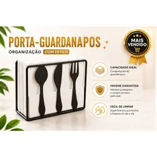 Porta Guardanapo Decorativo Em Metal Preto - Talheres, Praticidade, Organização e Moderno