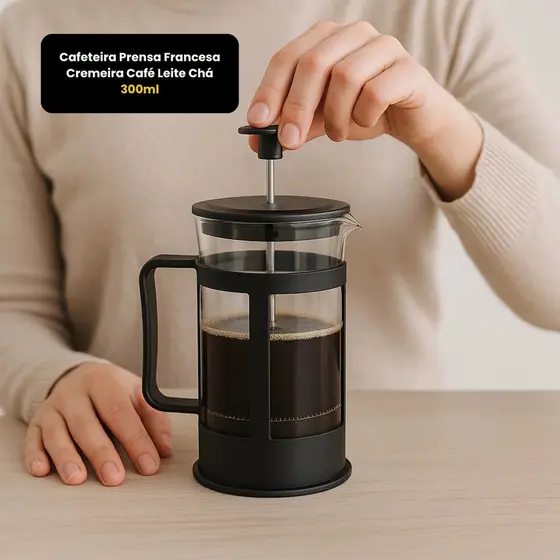 Cafeteira Prensa Francesa 300ml Vidro Resistente Café Gourmet Chá Leite Espumador,cremeira
