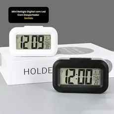 Mini Relógio Digital com Led Com Despertador Sortido Preto Branco Hora