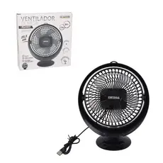 Ventilador de Mesa Redondo Portátil com USB Preto Startools Vento Bancada Pequeno Móvel