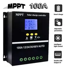 Controlador De Carga Solar Inteligente 100A MPPT, Regulador De Tensão 12/24/36/48V (Identificação Automática)