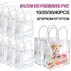 Kit 10/20/30/40 Unidades Reutilize Sacos De Presente De PVC Transparente Para Presentear Pessoalmente