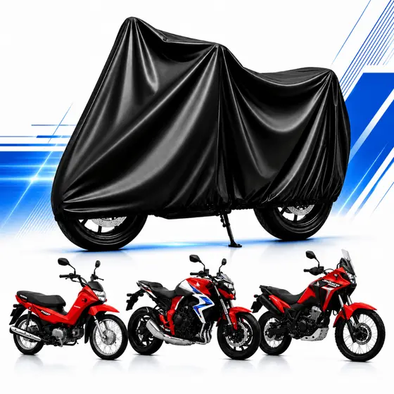 Capa Cobrir Moto 100% Forrada Impermeável Couro Proteção Sol Chuva Granizo