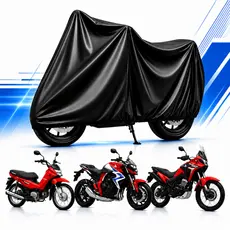 Capa Cobrir Moto 100% Forrada Impermeável Couro Proteção Sol Chuva Granizo