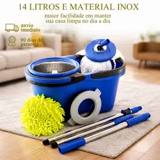 Mop Perfect Giratorio Profissional Cabo Inox 160Cm Esfregao Limpeza 14L Reforcado + 4 Refil
