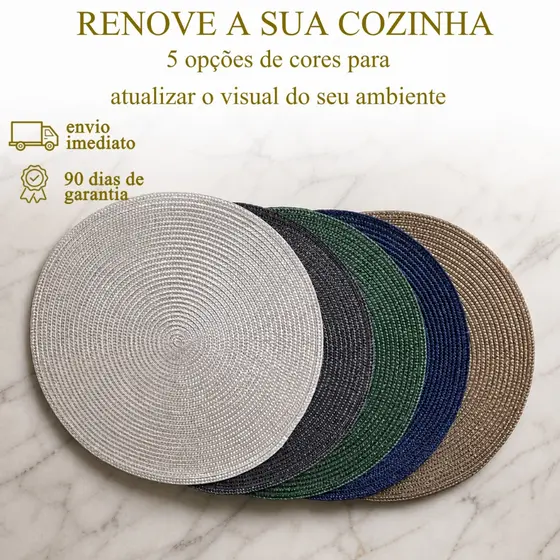 Kit 2 A 10 Jogo AmericanoPara Mesa Posta, Redondo, Jantar, Descanso de Prato Acabamento Elegante