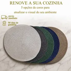 Kit 2 A 10 Jogo AmericanoPara Mesa Posta, Redondo, Jantar, Descanso de Prato Acabamento Elegante