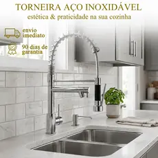 Torneira Inox Dupla Flexivel Gourmet Resistente Cromada Quente e Fria Cozinha Chique