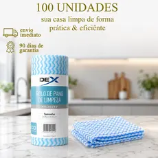 Pano Multiuso Tipo Perfex Limpeza Rolo 100 Unidades 24x30cm Rolo Bactericida Reutilizável