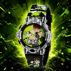 Relógio Infantil Digital Musical Ben 10 Menino Omnitrix Cartoon Network Pulseira Macia Presente Criança