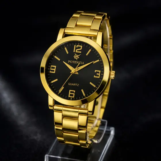 Relógio Unissex Dourado Elegante Ajustável Uso Diário