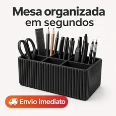 Porta Canetas Organizador de Mesa Retangular Multiuso Preto ou Branco – Escritório e Home Office
