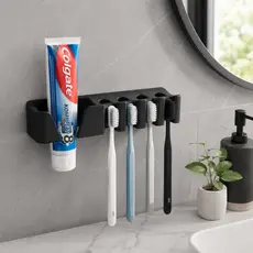 Suporte de Parede para Escovas e Pasta de Dente sem Furo com Fita Dupla Face – Organizador de Banheiro