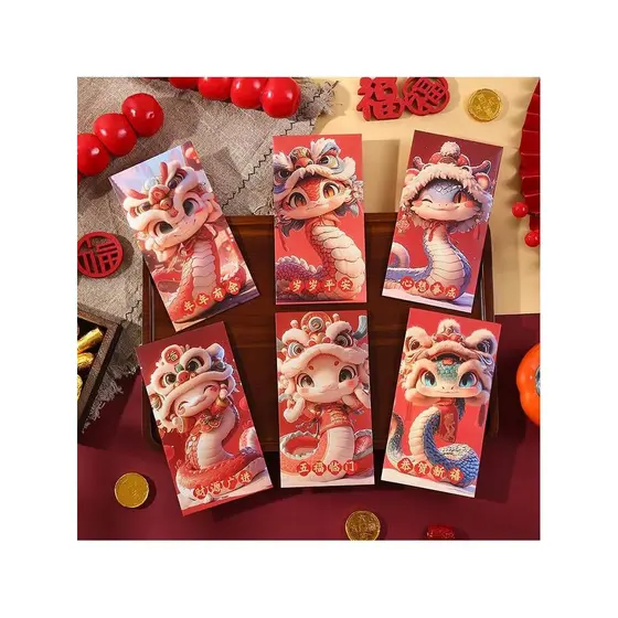 Katieson Ano da Cobra Saco Envelope Vermelho 2025 Novo Estilo O Lucro É Selado Ano Novo Chinês Ano Novo Chinês Ano Novo
