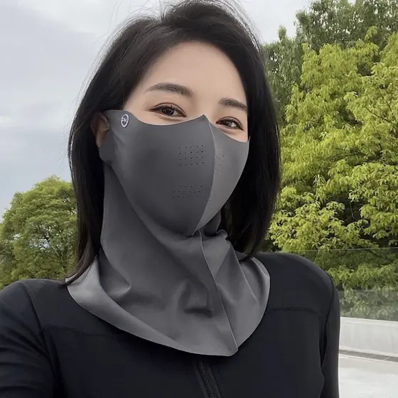 Katiechen 2024 Verão Novo Estilo 3D Máscara Respirável Anti-Ultravioleta Sombrinha Proteção de Pescoço Longa Pele de Nev