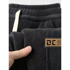 Outono inverno grosso calças casuais masculinas calças de veludo velo calças masculinas quente listrado de lã cal