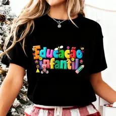 Camiseta Feminina Educação Infantil Creche Escola Professora Monitora Casual T-shirt Blusa Unissex