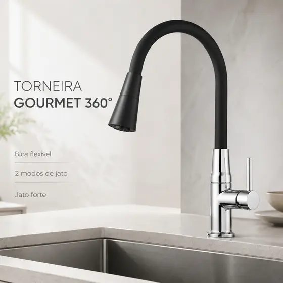 Inox Prata Torneira Cozinha parede chuveiro com rotação de 360° Cozinha Luxo Parede Promoção