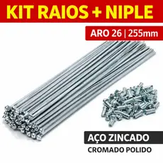 Raio Bike Aro 26 255mm 2.0 Fino Zincado Cromado Aço com Niples