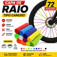 Capa de Raio Canudo Bike  72 Unidades Colorido Universal Bicicleta Moto Cadeira de Rodas
