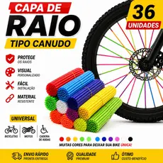Capa de Raio Canudo Bike  36 Unidades Colorido Universal Bicicleta Moto Cadeira de Rodas