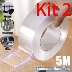 Fitas Dupla Face 1mt/3mt/5mt/10mt Extra Forte Transparente NanoGel Silicone Adesiva Cola Facil Na Parede Móvel Porta 99P