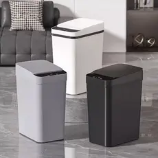 Lixeira Inteligente 13L com Sensor Automático Toque Cesto–Abertura Fácil Ideal para Escritório Banheiro Quarto (ST-983)