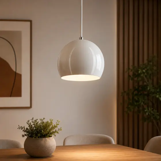 Pendente Branco Bola - Sala Cozinha Quarto 127/220 - E27 Lâmpada até 25w