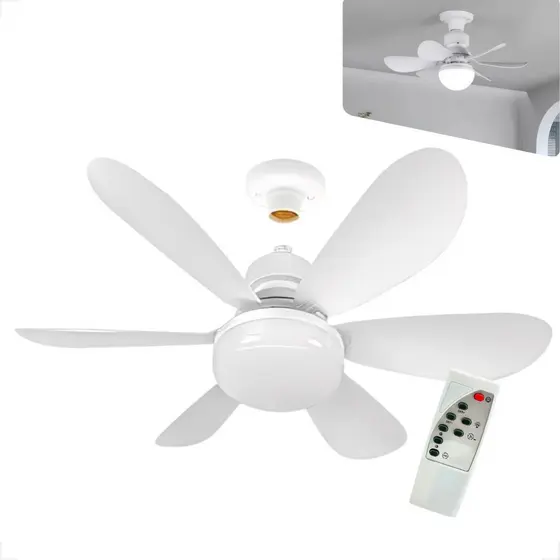 Ventilador De Teto Silencioso Econômico Com Luz Led Lâmpada Top Embutida 3 Cores Ajustáveis Modos Timer Controle Remoto