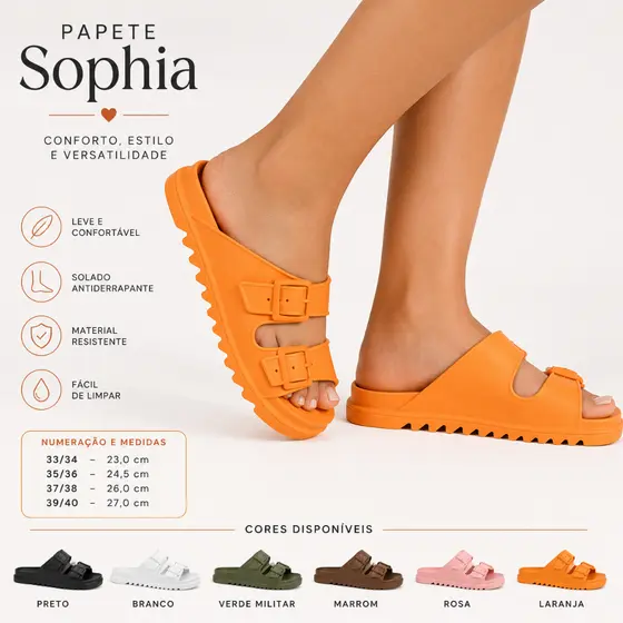 Papete Sophia Feminina Confortável Leve Sandália Casual Com Fivelas Solado Antiderrapante