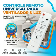 Controle Remoto Para Ventilador E27 Fan Light IR Teto com Luz Led Universal