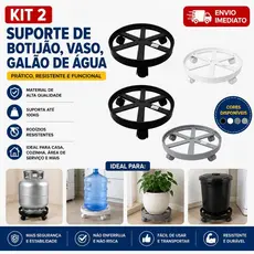Kit 2 Suporte Apoio Botijão Gás Vaso Galão Água Base Rodinha