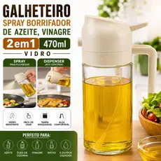 Spray Borrifador Dosador 2 em 1 Vidro Azeite Vinagre Óleo Galheteiro Cozinha 470ml