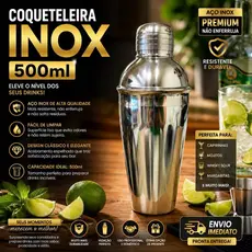 Coqueteleira Inox 500ml Bartender Drinks Caipirinha Bar