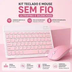 Teclado Sem Fio  por Bluetooth  com Mouse a pilha  e cabo USB - 10 Polegadas(verde claro)