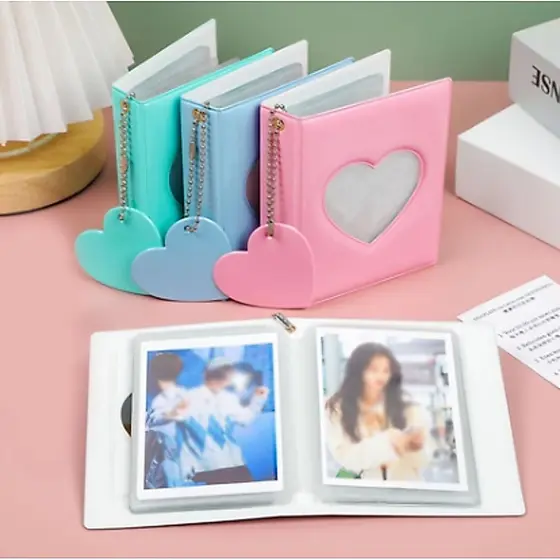 Álbum De Fotos Oco Amor Coração Capa Photocard Titular Instax Mini Para Cartões Coletar Livro-3 Polegada(rosa)