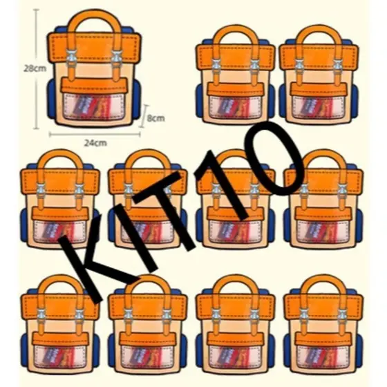 KIT10 Saco selado em forma de mochila de cartoon, saco de lanche portátil para crianças.