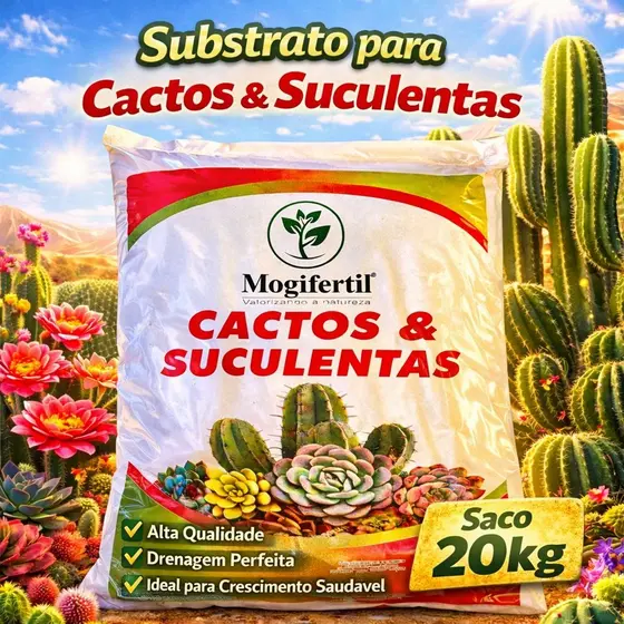 Cactos e Suculentas Substrato Premium 2KG e 20KG Natural Terra Vegetal Jardim