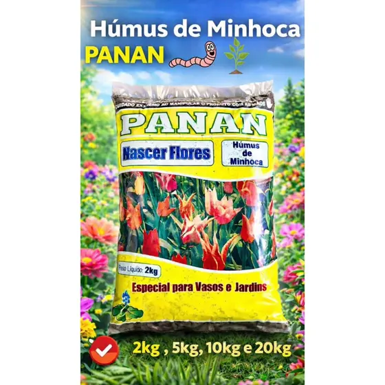 Húmus de Minhoca Premium para Flores e Jardinagem Vasos
