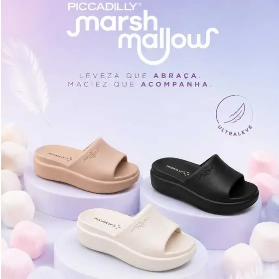 Sandália Piccadilly Conforto MarshMallow Chinelo Tamanco Slide Nuvem Ortopédico Leve Macio