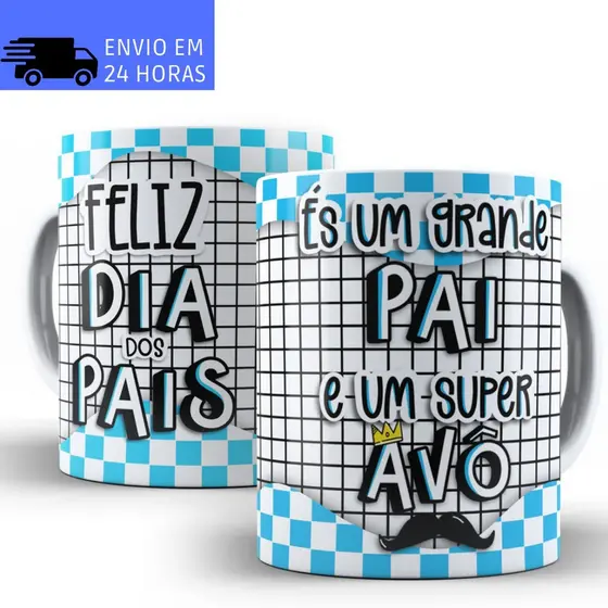Caneca Dia dos Pais Personalizada de Porcelana para Presente Xícara Feliz