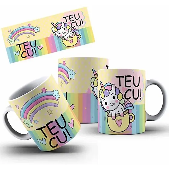 Caneca Unicórnio Teu Cu Indelicado Porcelana Personalizada Divertida Presente