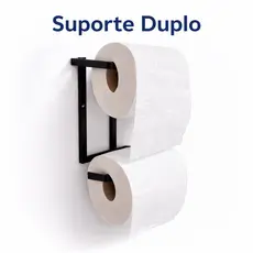 Suporte Papel Higienico 2 Rolos Parede Banheiro Preto Dourado Porta Papel Organizador