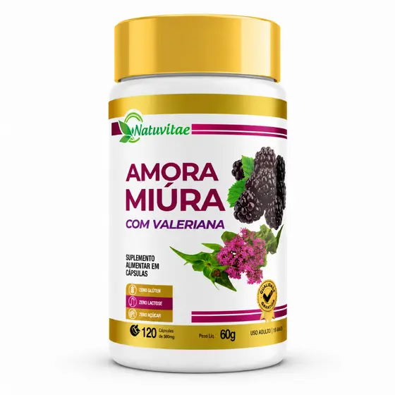 Amora Miura com vale Natuvitae 120 cápsulas 500mg | Menopausa | Equilíbrio Hormonal melhora o sono