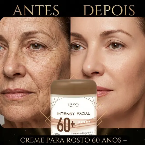 Creme Facial Intensy 60+ Antirrugas com Ácido Hialurônico e Óleo de Argan Lucy's 100g