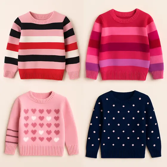 Kit 3 Blusas Tricô Infantil Feminina Juvenil Lã Quentinha Inverno Menina Tamanhos 1 Ao 16