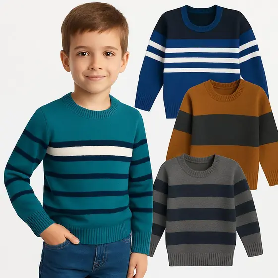 Suéter Infantil Tricô Unissex Blusa De Frio Quentinha Inverno Cores Variadas 1 Ao 16