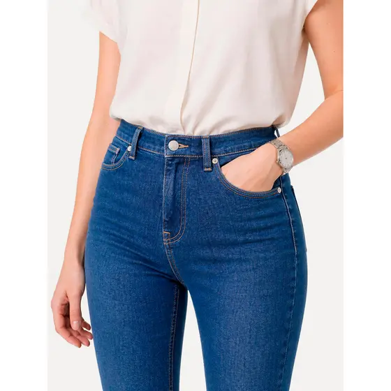 Calça Levis Original Jeans Feminina 721 Skinny High Rise Azul Marinho
