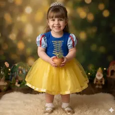Vestido Branca de Neve Mesversário/Aniversário  - Fantasia - 1 mês a 5 anos - Festa