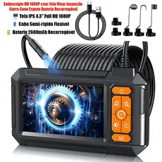 Endoscópio de 5 metros com câmera frontal HD, Câmera 1080P, À Prova D'água IP67 sonda de inspeção industrial